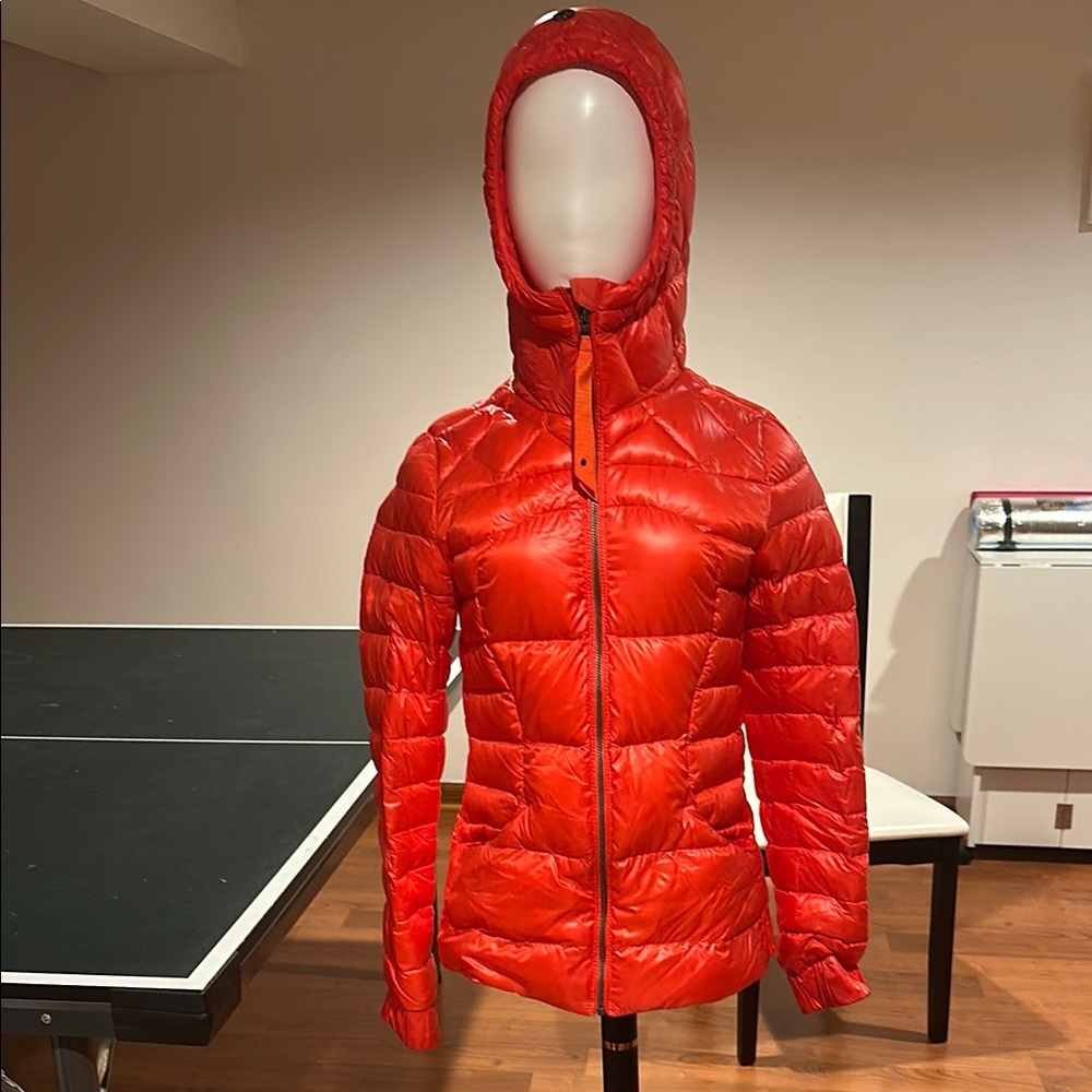 Like New Lululemon Athletica Red Puffer Down Jacket with Hood